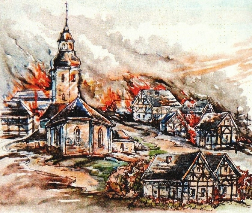 Illustration des Möschlitzer Großbrands